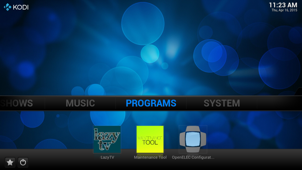 Kodi Program Screen